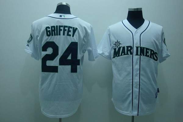 Mariners #24 Ken Griffey Stitched White MLB Jersey