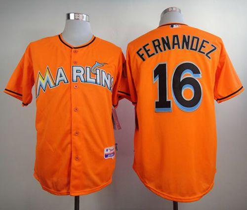 marlins #16 Jose Fernandez Orange Alternate 1 Stitched MLB Jersey