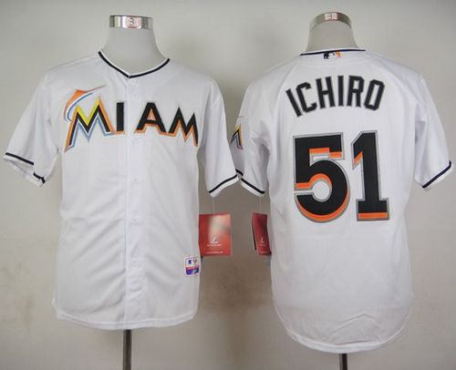 marlins #51 Ichiro Suzuki White Cool Base Stitched MLB Jersey