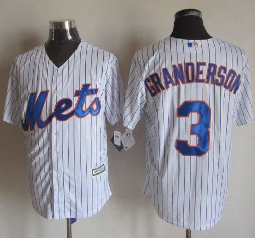 Mets #3 Curtis Granderson White(Blue Strip) New Cool Base Stitched MLB Jersey