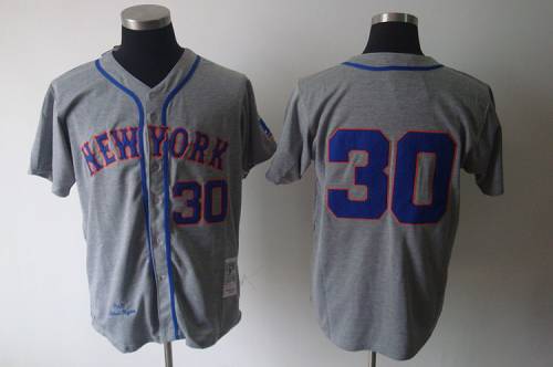 Mitchell and Ness 1969 Mets #30 Nolan Ryan Grey Stitched MLB Jersey