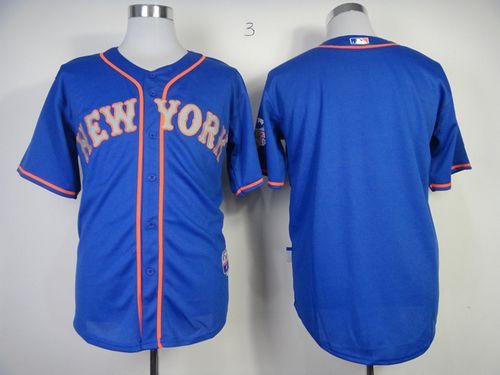 Mets Blank Blue Alternate Road Cool Base Stitched MLB Jersey