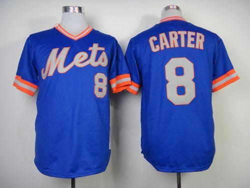 Mitchell And Ness 1983 Mets #8 Gary Carter Blue Throwback Stitched MLB Jersey