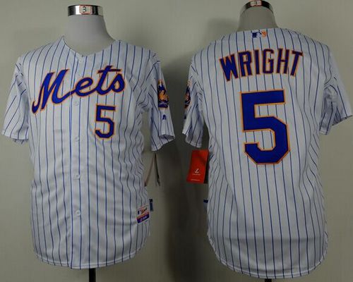 Mets #5 David Wright White(Blue Strip) Home Cool Base Stitched MLB Jersey