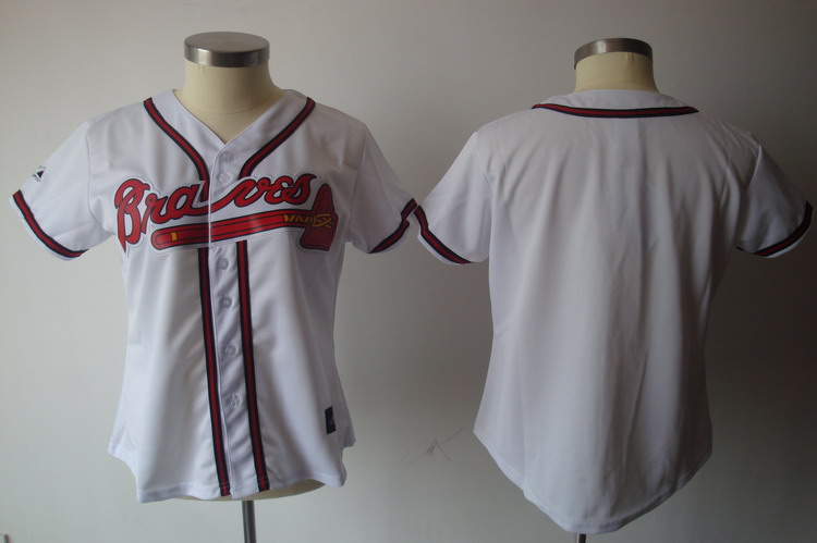 Braves Blank White Women's Fashion Stitched MLB Jersey