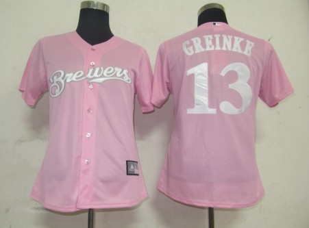 Brewers #13 Zack Greinke Pink Lady Fashion Stitched MLB Jersey