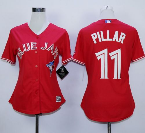 Blue Jays #11 Kevin Pillar Red Canada Day Women's Stitched MLB Jersey