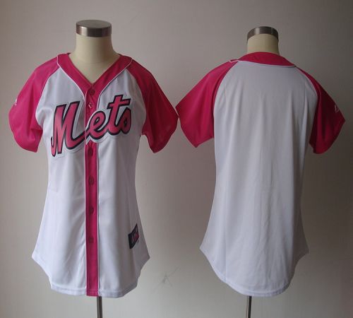 Mets Blank White/Pink Women's Splash Fashion Stitched MLB Jersey