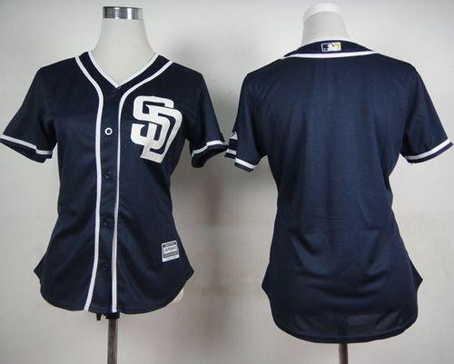 Padres Blank Navy Blue Alternate 1 Women's Stitched MLB Jersey