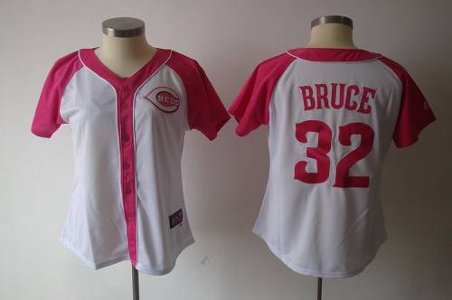 Reds #32 Jay Bruce White/Pink Women's Splash Fashion Stitched MLB Jersey