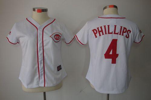 Reds #4 Brandon Phillips White Women's Fashion Stitched MLB Jersey