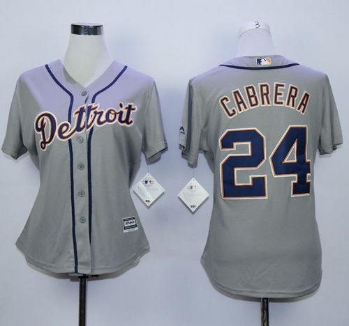 Tigers #24 Miguel Cabrera Grey Road Women's Stitched MLB Jersey