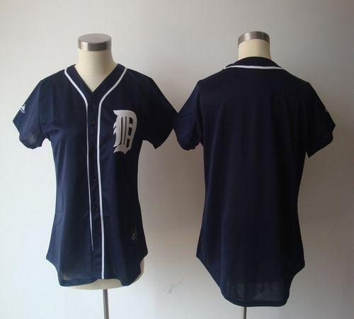 Tigers Blank Navy Blue Women's Fashion Stitched MLB Jersey