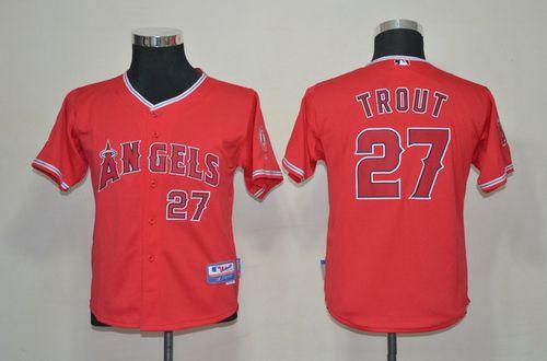 Angels #27 Mike Trout Red Cool Base Stitched Youth MLB Jersey