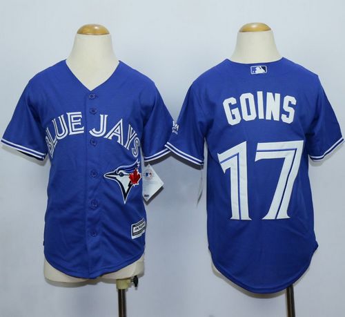 Blue Jays #17 Ryan Goins Blue Cool Base Stitched Youth MLB Jersey