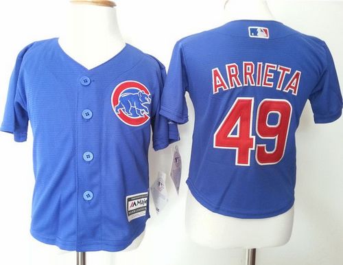 Toddler Cubs #49 Jake Arrieta Blue Cool Base Stitched MLB Jersey