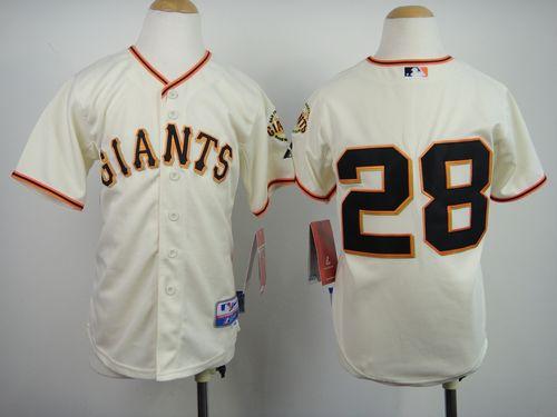 Giants #28 Buster Posey Cream Stitched Youth MLB Jersey