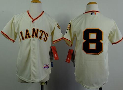 Giants #8 Hunter Pence Cream Stitched Youth MLB Jersey