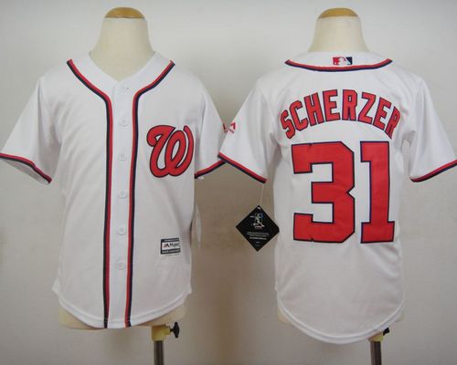 Nationals #31 Max Scherzer White Cool Base Stitched Youth MLB Jersey