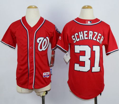 Nationals #31 Max Scherzer Red Cool Base Stitched Youth MLB Jersey