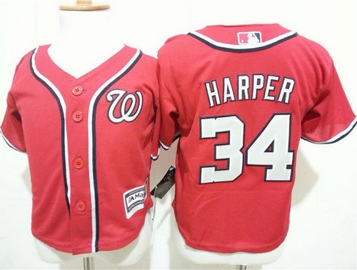 Toddler Nationals #34 Bryce Harper Red Cool Base Stitched MLB Jersey