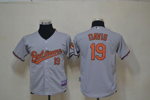 Orioles #19 Chris Davis Grey Cool Base Stitched Youth MLB Jersey
