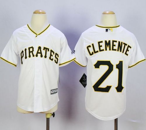 Pirates #21 Roberto Clemente White Cool Base Stitched Youth MLB Jersey