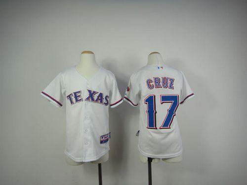 Rangers #17 Nelson Cruz White Cool Base Stitched Youth MLB Jersey