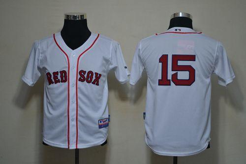 Red Sox #15 Dustin Pedroia White Cool Base Stitched Youth MLB Jersey