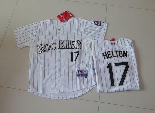 Rockies #17 Todd Helton White Cool Base Stitched Youth MLB Jersey