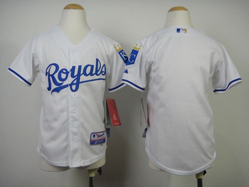 Royals Blank White Cool Base Stitched Youth MLB Jersey