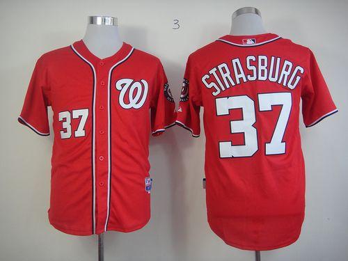 Nationals #37 Stephen Strasburg Stitched Red MLB Jersey