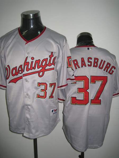 Nationals #37 Stephen Strasburg Stitched Grey MLB Jersey