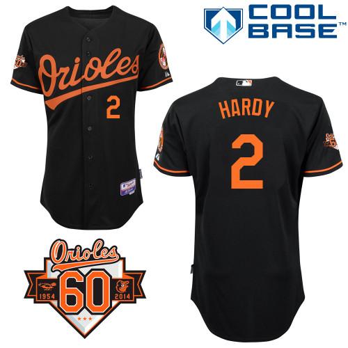 Orioles #2 J.J. Hardy Black 1954 2014 60th Anniversary Cool Base Stitched MLB Jersey