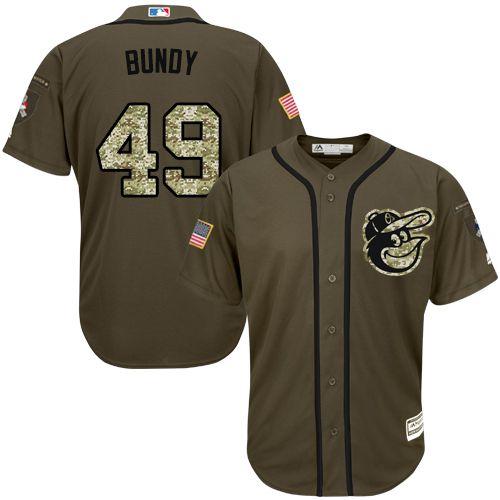 Orioles #49 Dylan Bundy Green Salute to Service Stitched MLB Jersey