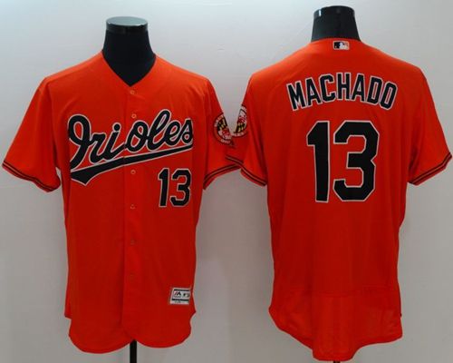 Orioles #13 Manny Machado Orange Flexbase Authentic Collection Stitched MLB Jersey