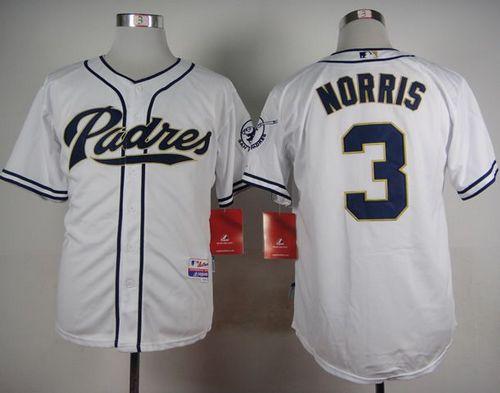 Padres #3 Derek Norris White Cool Base Stitched MLB Jersey