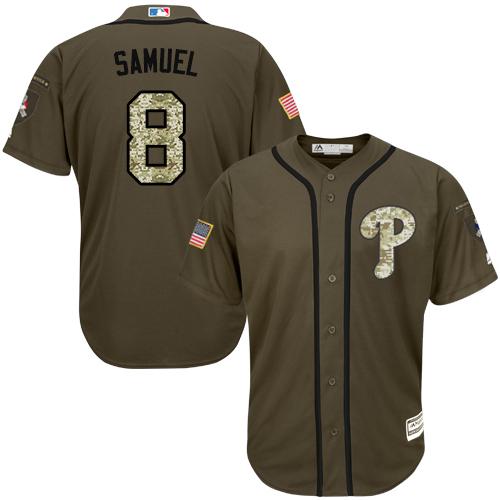 Phillies #8 Juan Samuel Green Salute to Service Stitched MLB Jersey
