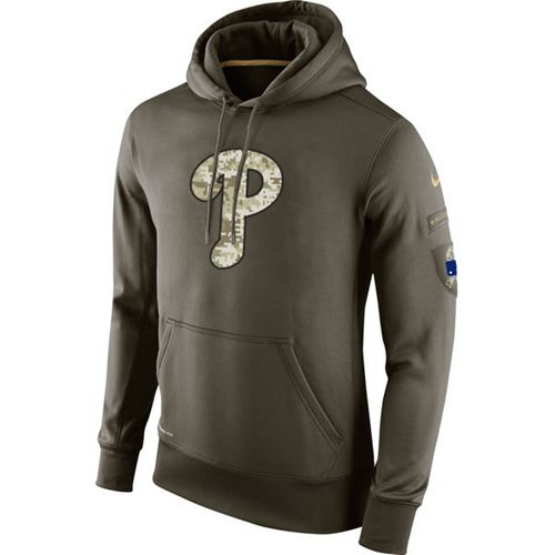 Men's Philadelphia Phillies  Olive Salute To Service KO Performance Hoodie