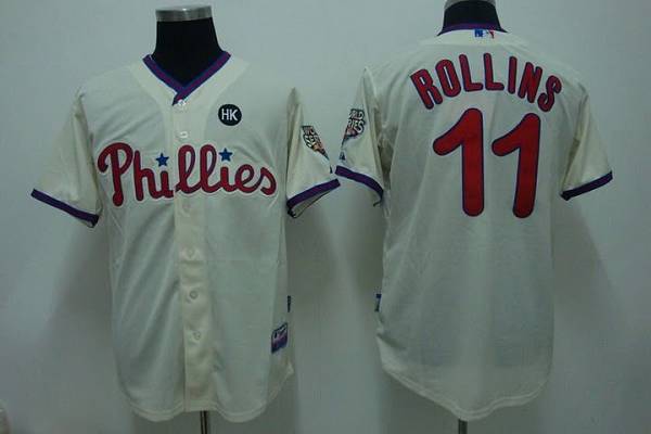 Phillies #11 Jimmy Rollins Stitched Cream MLB Jersey