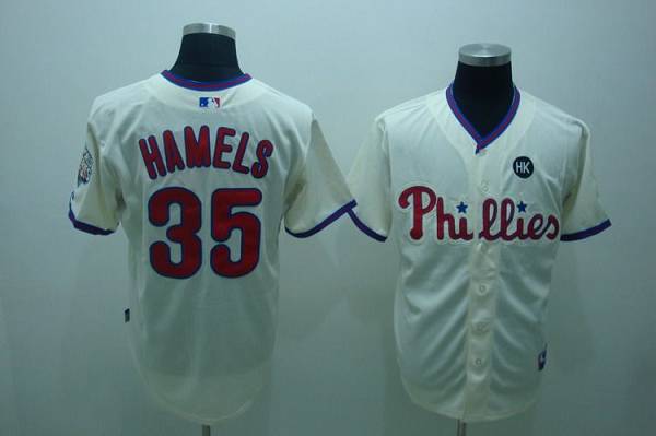 Phillies #35 Colbert Hamels Stitched Cream MLB Jersey