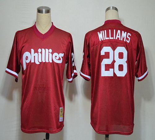 Mitchell And Ness 1991 Phillies #28 Mitch Williams Red Stitched MLB Jersey