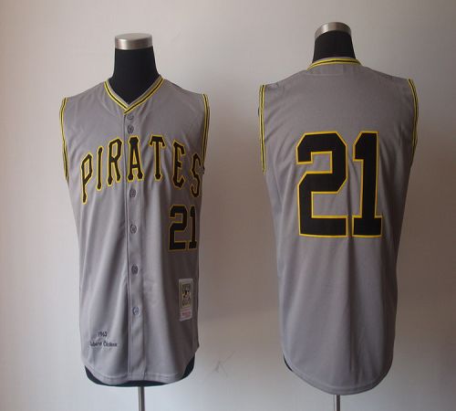 Mitchell And Ness 1962 Pirates #21 Roberto Clemente Grey Stitched MLB Jersey