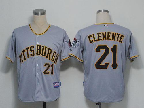 Pirates #21 Roberto Clemente Grey Cool Base Stitched MLB Jersey