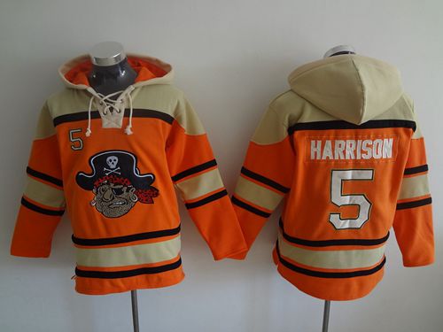 Pirates #5 Josh Harrison Orange Sawyer Hooded Sweatshirt MLB Hoodie