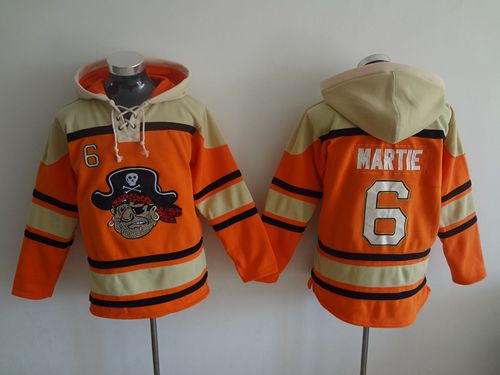 Pirates #6 Starling Marte Orange Sawyer Hooded Sweatshirt MLB Hoodie