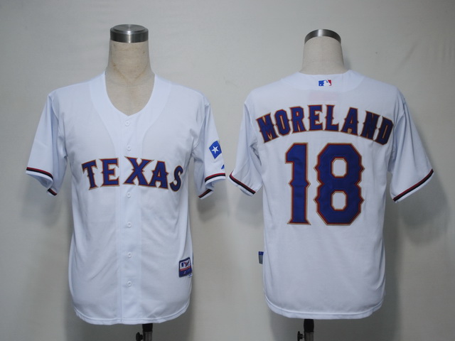 Rangers #18 Mitch Moreland White Cool Base Stitched MLB Jersey