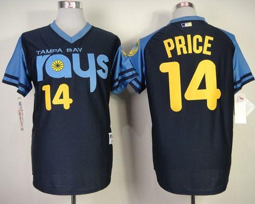 Rays #14 David Price Dark Blue 1970's Turn Back The Clock Stitched MLB Jersey