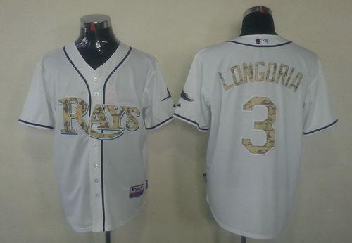 Rays #3 Evan Longoria White USMC Cool Base Stitched MLB Jersey