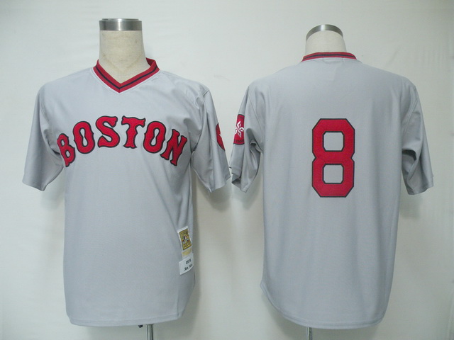 Mitchell and Ness Red Sox #8 Carl Yastrzemski Grey Stitched Throwback MLB Jersey